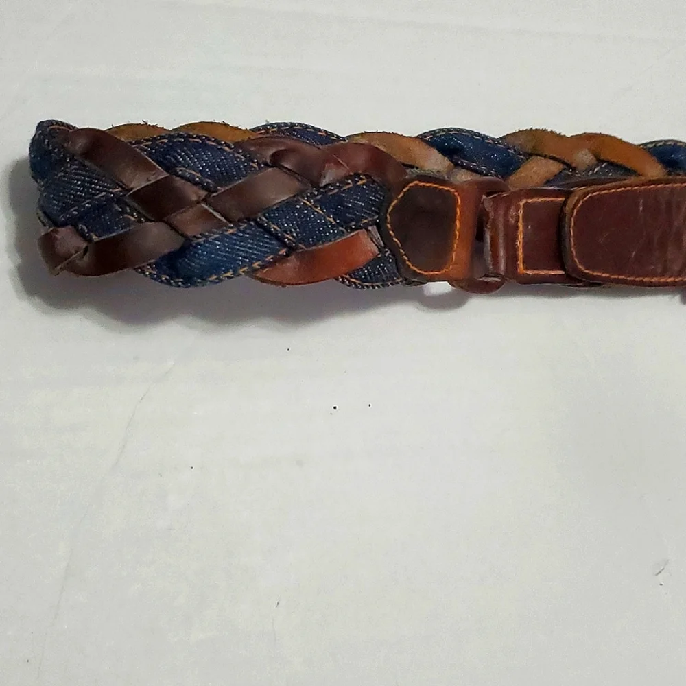 Hand Braided Leather & Denim Rodeo Vintage Casual Belt S/M
